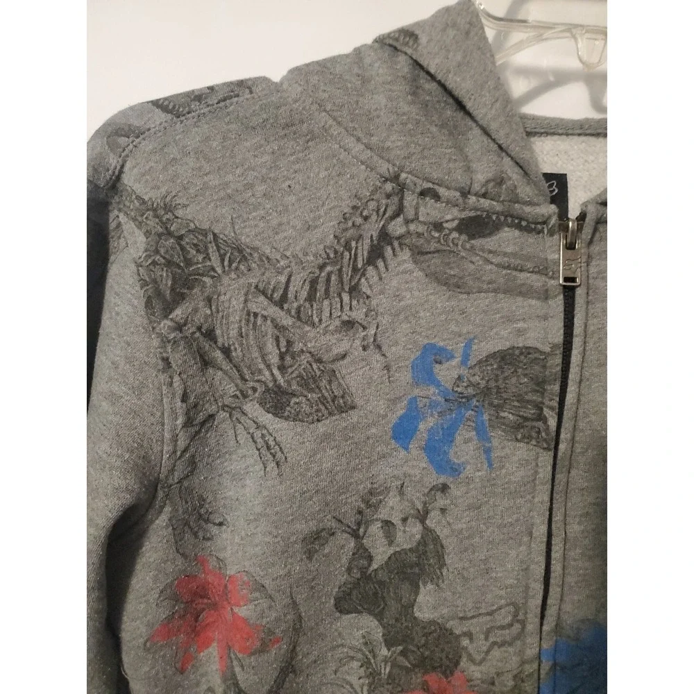 FOX RACING Heritage Forged Dinosaur Zip Hoodie Sweatshirt Grey Large